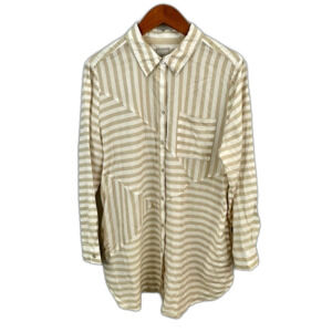 Chico's 3/4 Sleeve Splice Striped Tunic Shirt NWT Size 12/14